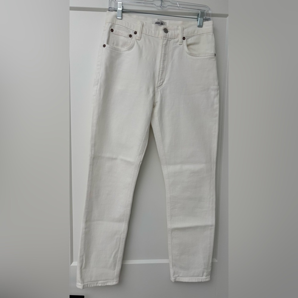 Agolde Willow Mid-Rise Slim Cut White Jeans